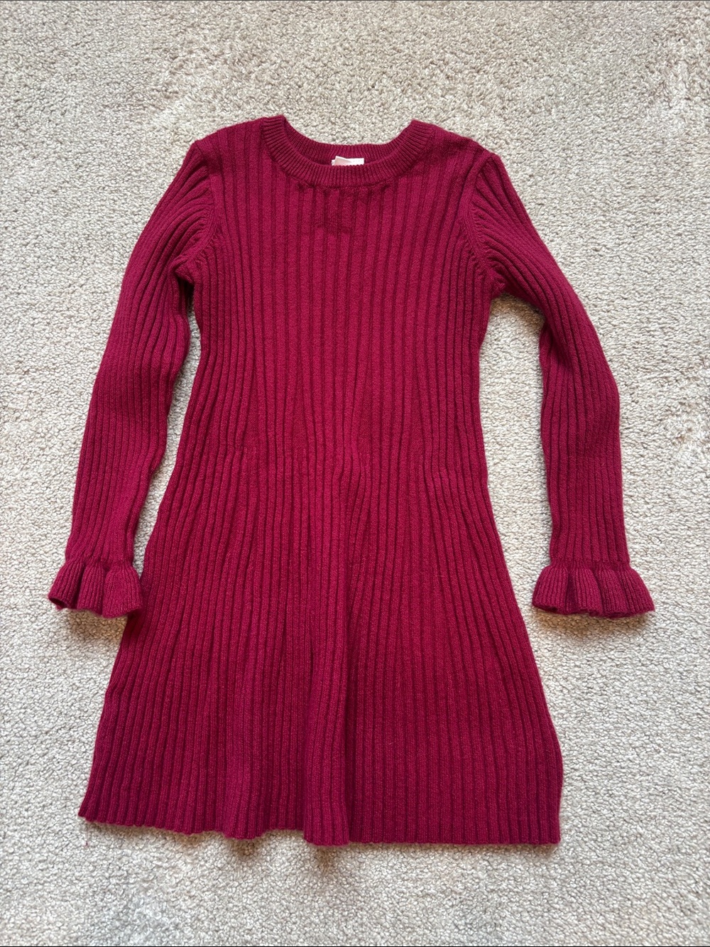 NWOT GAP Girls' Ribbed Long Sleeve Dress - Raspberry Red